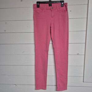JustBlack Womens Skinny Pink Denim Jeans Mid-Rise Size 29 Made In USA